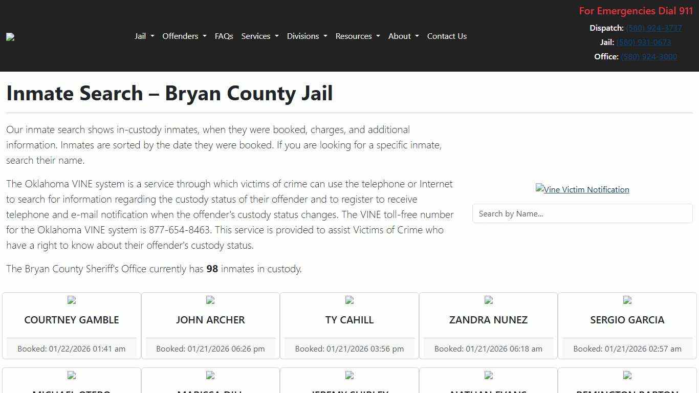 Inmate Search Bryan County Sheriff's Office