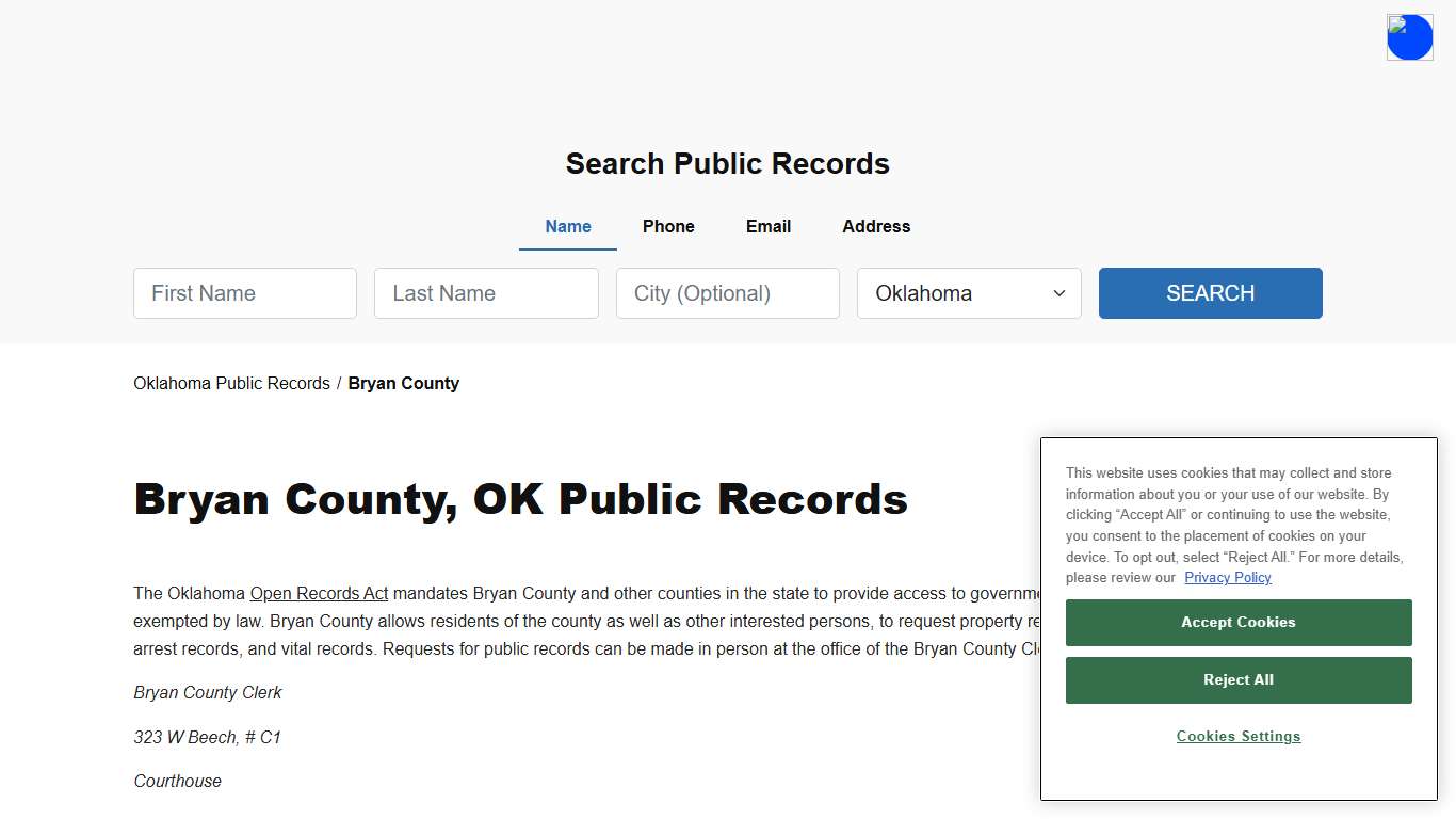Bryan County, OK Public Court, Arrest and Inmate Records - ThePublicIndex