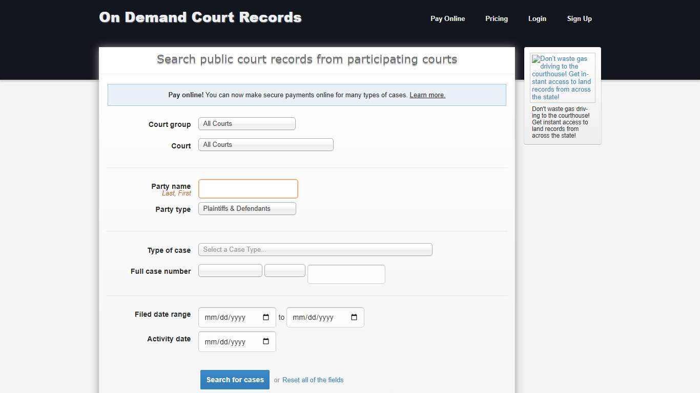 On Demand Court Records