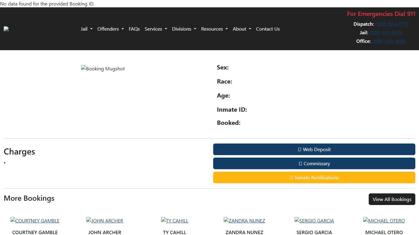 <br /> <b>Warning</b>: Undefined variable $FName in <b>/home/briancountyso/public_html/inmate.php</b> on line <b>21</b><br /> <br /> <b>Deprecated</b>: htmlspecialchars(): Passing null to parameter #1 ($string) of type string is deprecated in <b>/home/briancountyso/public_html/inmate.php</b> on line <b>21</b><br /> <br /> <b>Warning</b>: Undefined variable $LName in <b>/home/briancountyso/public_html/inmate.php</b> on line <b>21</b><br /> <br /> <b>Deprecated</b>: htmlspecialchars(): Passing nul